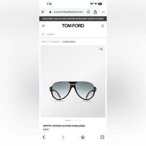 Tom Ford Matte Black Sunglasses with Dark Lenses